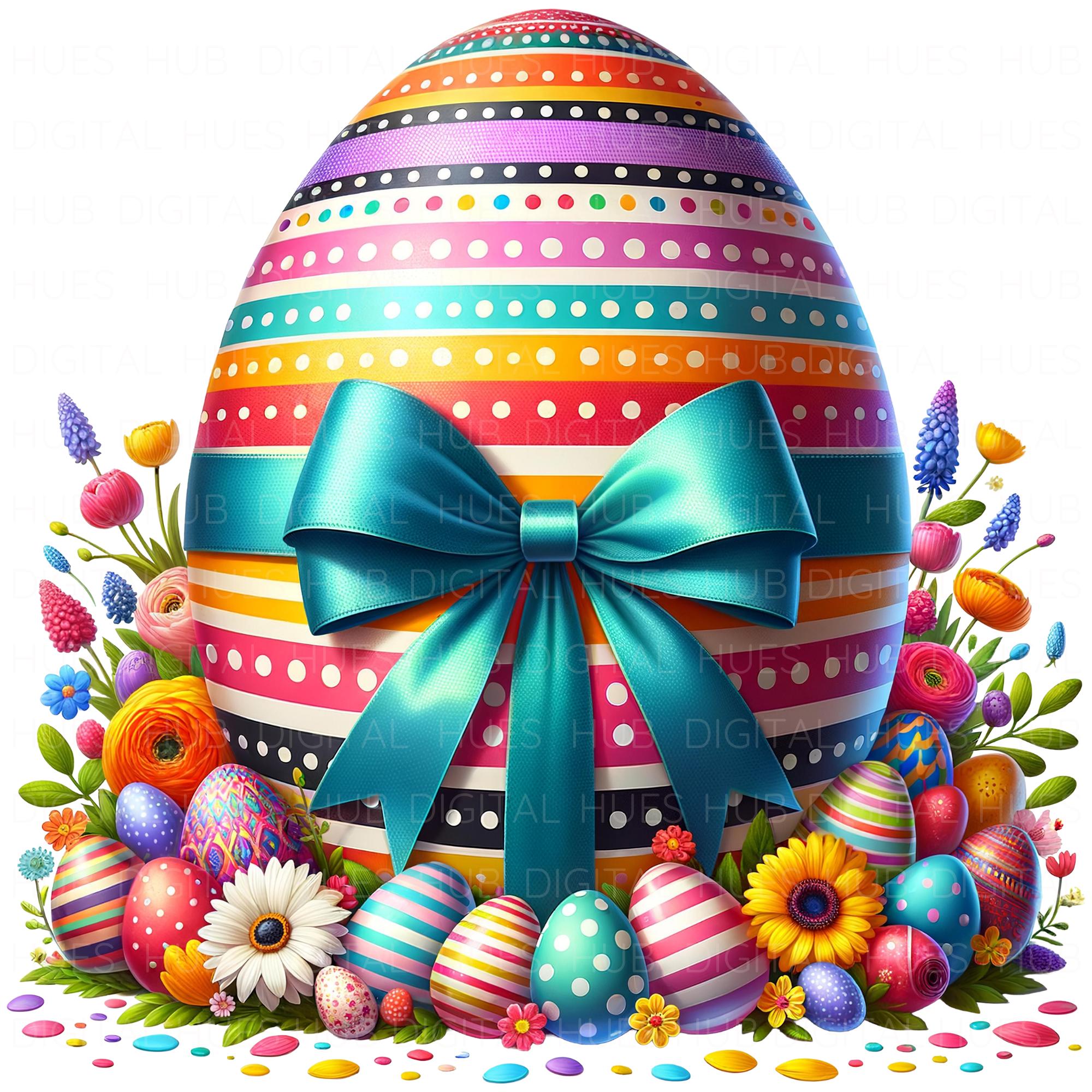 11 Colorful Floral Easter Egg Clipart: Watercolor Eggs for Easter JPEG ...