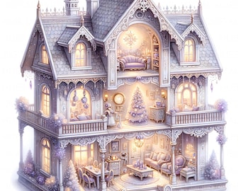 ビクトリア朝風クリスマスドールハウス5選 - AIデジタル画像 - Etsy 日本