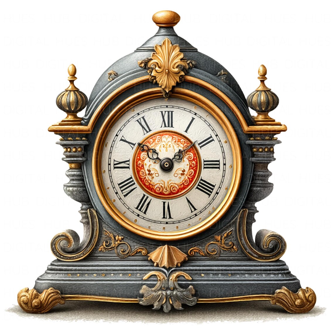 14 Old Vintage Clock Clipart Watercolor Antique Mantel Clock Wall Art ...