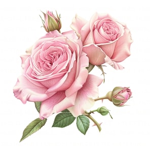 13 rosas rosadas Clipart Acuarela Botánica Romántica Flor Alta Calidad JPEG Imprimible Para Álbum De Recortes Diario Basura Manualidades De Papel Despedida De Soltera