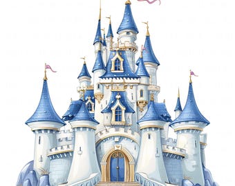 15 Magical Princess Castle Clipart Watercolor Fairytale Magical Kingdom Printable High Quality JPEG Junk Journal Paper Craft Scrapbook Cards