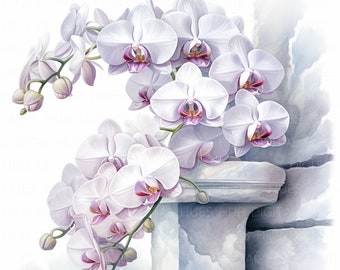 17 Orchids in Snow Clipart Orchid Clipart Bundle Printable High Quality JPEG For Junk Journals Paper Crafts Scrapbook Flower Wall Decor