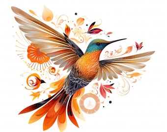 13 Hummingbird Clipart Bundle Folk Style Clipart Printable High Quality JPEG For Junk Journals Paper Crafts Scrapbook DIYs Digital Download