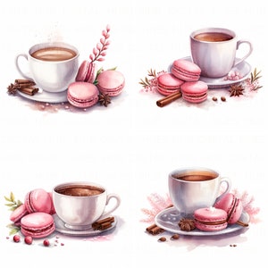 11 Café de inverno com macarons Clipart Bundle Biscoitos aquarela Clipart Imprimível JPEG de alta qualidade Diário de sucata Papel de scrapbook Artesanato DIYs
