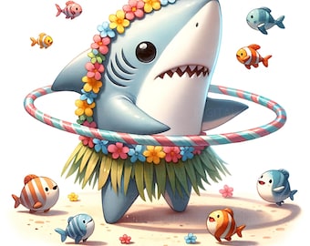 11 Cute Cartoon Shark Clipart Watercolor White Shark Sea Animals Printable High Quality JPEG For Junk Journal Paper Craft Scrapbook Nursery