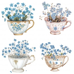 Lot de 14 tasses de thé ne m'oublie pas