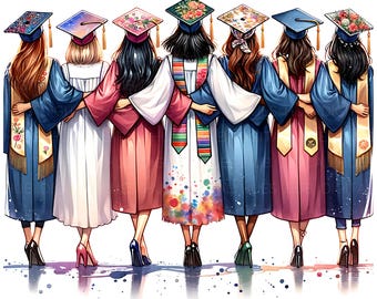14 Graduation Cap Diploma Clipart Watercolor Perfect Student Gift Idea Diploma Printable High Quality JPG Junk Journal Scrapbook Paper Craft