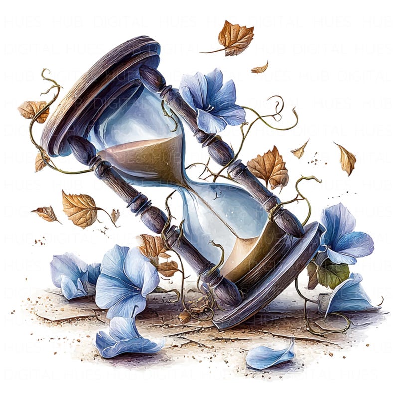 16 Broken Hourglass Clipart Watercolor Sand Clock Art Sandglass Timer ...