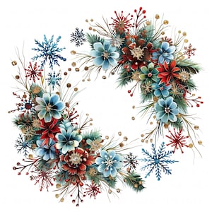 10 Christmas Wreath Set1 Clipart Bundle Watercolor Winter Wreath Printable High Quality JPEG For Junk Journal Paper Craft Scrapbook Card DIY