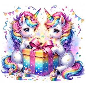 18 Birthday Unicorn Clipart Watercolor Pastel Unicorn Kawaii Unicorn Printable High Quality JPEG Junk Journal Scrapbook Paper Craft Nursery