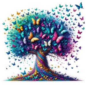 13 Clipart arbre papillon aquarelle Art arbre papillon Illustration imprimable haute qualité JPEG Junk Journal Scrapbooking Paper Craft Card POD