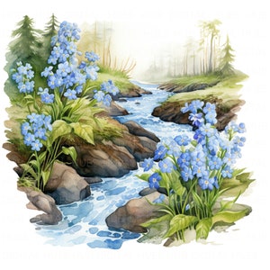 Lot de 12 cliparts de ne pas m'oublier à côté de la rivière imprimable rivière Clipart haute qualité JPEG pour album de scrapbooking journal papier artisanat flux des cliparts