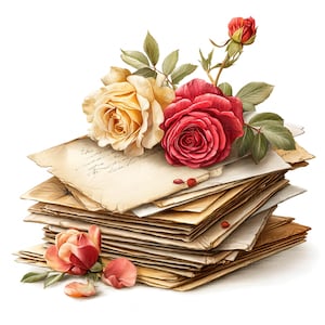15 imágenes prediseñadas de cartas de amor vintage con diseño floral, acuarela, para imprimir en alta calidad, JPEG, para diarios basura, manualidades, álbumes de recortes, tarjetas.