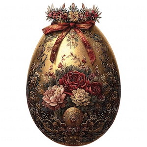 15 Clipart oeuf de Pâques doré antique aquarelle vintage oeuf floral imprimable PNG de haute qualité pour le journal indésirable Paper Craft Scrapbook Nursery