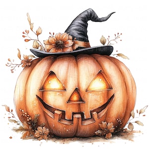 12 citrouilles d'Halloween clipart citrouilles d'aquarelle imprimables haute qualité JPEG pour scrapbooking Journal papier artisanat cartes bricolage