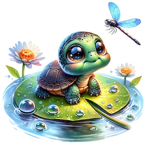 10 Cute Baby Turtle Clipart Watercolor Baby Sea Turtle Baby Animal Printable High Quality JPG For Junk Journal Paper Craft Scrapbook Nursery