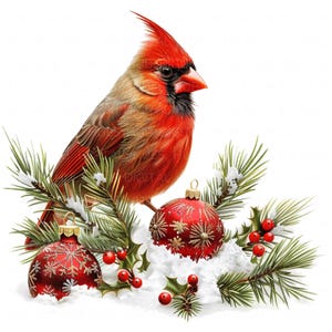 10 Clipart oiseau de Noël cardinal rouge aquarelle vacances imprimable haute qualité JPEG pour journaux indésirables papier artisanat Scrapbooking fabrication de cartes