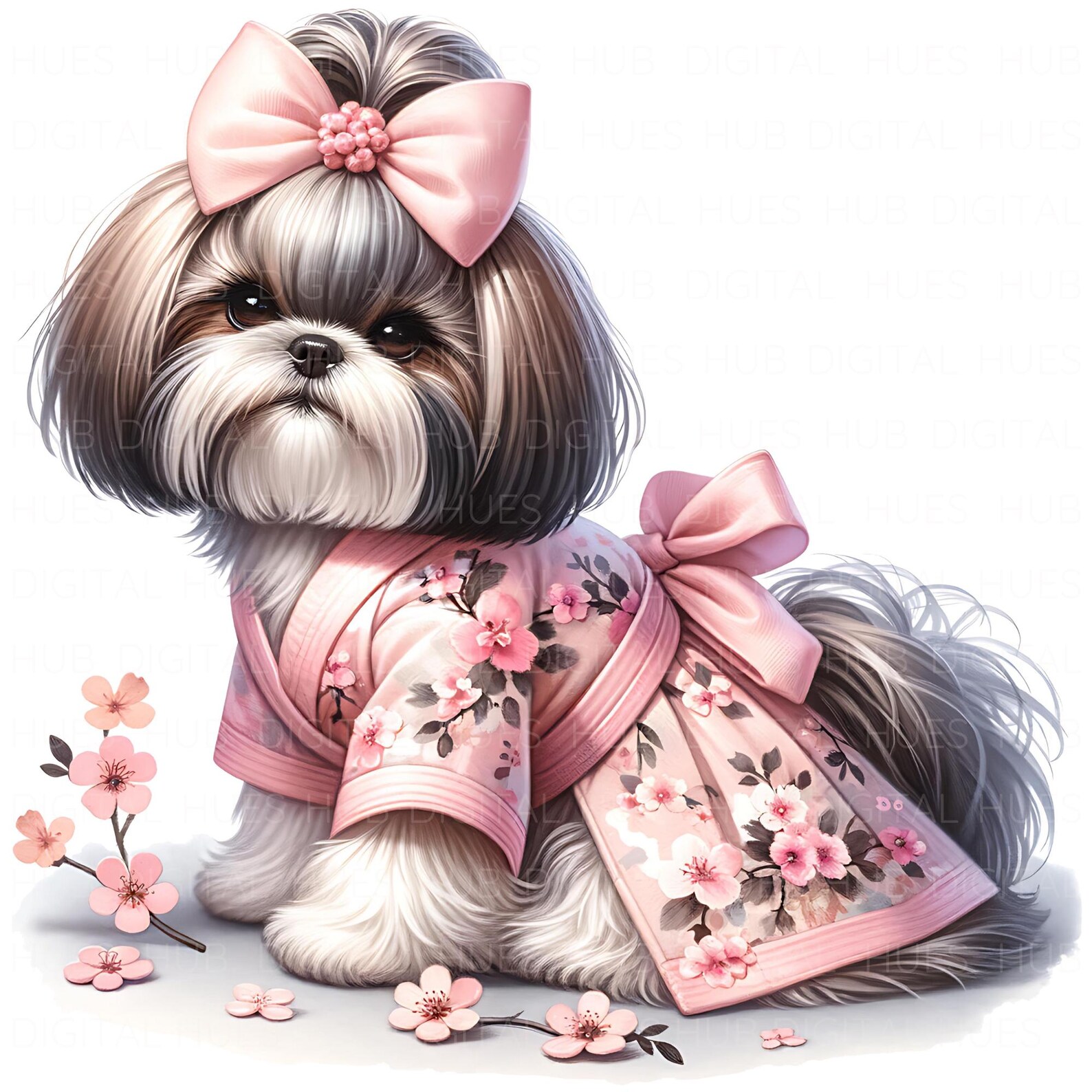 12 Shih Tzu Dog Clipart Watercolor Small Dog Breed Graphics Art ...
