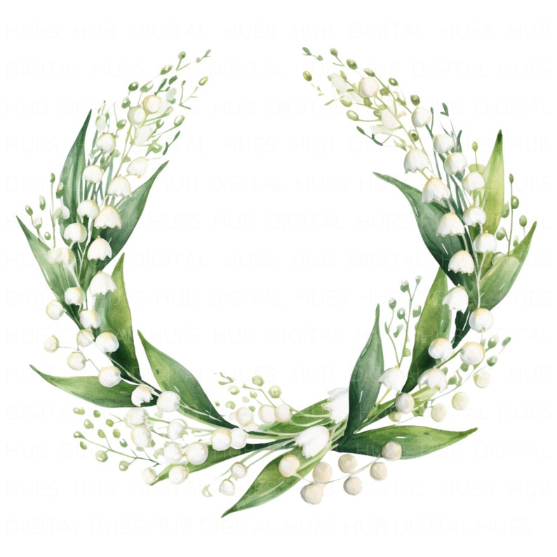 15 Lily of the Valley Wreath Clipart Bundle Printable Flower Clipart ...