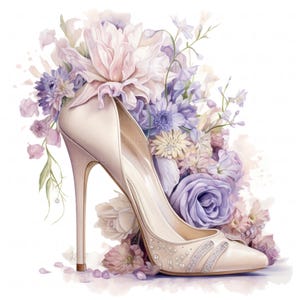 13 Floral High Heels Clipart Aquarell süße Blumen Schuhe hohe Qualität JPEG druckbare Damen Sandale Sammelalbum Junk Journal Papierhandwerk