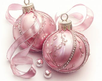 16 Pastel Christmas Bauble Clipart Watercolor Vintage Ornaments Graphics Printable High Quality JPEG For Junk Journal Paper Craft Scrapbook