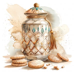 15 Cookie Jar Clipart Aquarela Cookie Clipart Doces Jar Imprimível Alta Qualidade JPEG Junk Journal Scrapbook Papel Artesanato Comida Receita DIY