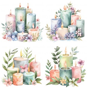 12 Aquarell Blumen Kerze Clipart Bundle Meditation Kerze Clipart Printable hochwertige JPEG Junk Journal Scrapbook Papier Handwerk DIY