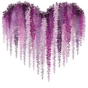 14 Heart Shaped Wisteria Clipart Watercolor Purple Flower Art Printable High Quality JPG For Junk Journal Paper Craft Scrapbook Card Making