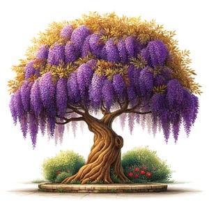 20 Wisteria Tree Clipart Watercolor Purple Wisteria Blooms Pink Wisteria Printable High Quality JPEG Junk Journal Paper Craft Scrapbook POD