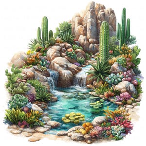 12 cliparts jardin cactus cactus aquarelle plante succulente jardin imprimable haute qualité JPEG pour scrapbooking, art mural pour chambre d'enfant