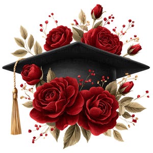 11 Roses chapeau de graduation Clipart aquarelle parfait étudiant cadeau idée diplôme imprimable haute qualité JPEG Junk Journal Scrapbooking Paper Craft