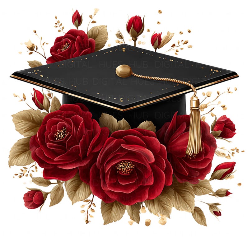 11 Rose Graduation Cap Clipart Watercolor Perfect Student Gift Idea ...