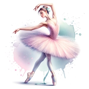 10 Dancing Ballerina Clipart Watercolor Ballet Dancer Cute Ballerinas Printable High Quality JPEG For Junk Journal Scrapbook Paper Craft POD