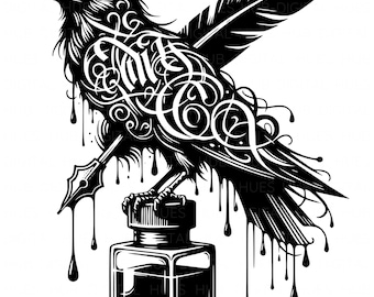 19 Gothic Raven Clipart Watercolor Halloween Raven And Crow Silhouette Printable High Quality PNG For Junk Journal Scrapbook Paper Craft POD