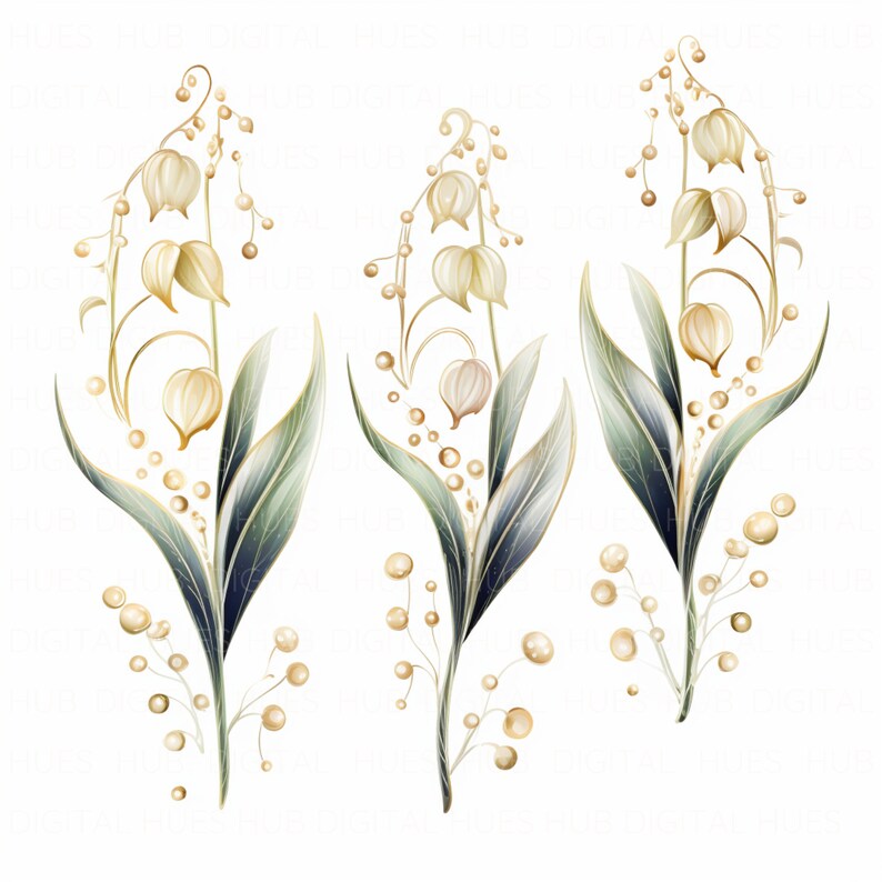 15 Lily of the Valley Clipart Elements Set 2 Printable Flower Clipart ...