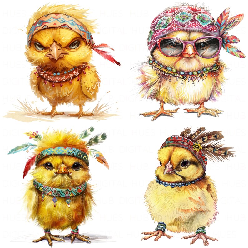 10 Angry Easter Chicken Clipart Watercolor Chick Clipart Printable High ...