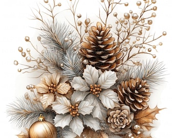 12 Rustic Christmas Decor Clipart Watercolor Festive Holiday Graphics Printable High Quality JPEG For Junk Journal Paper Craft Scrapbook DIY
