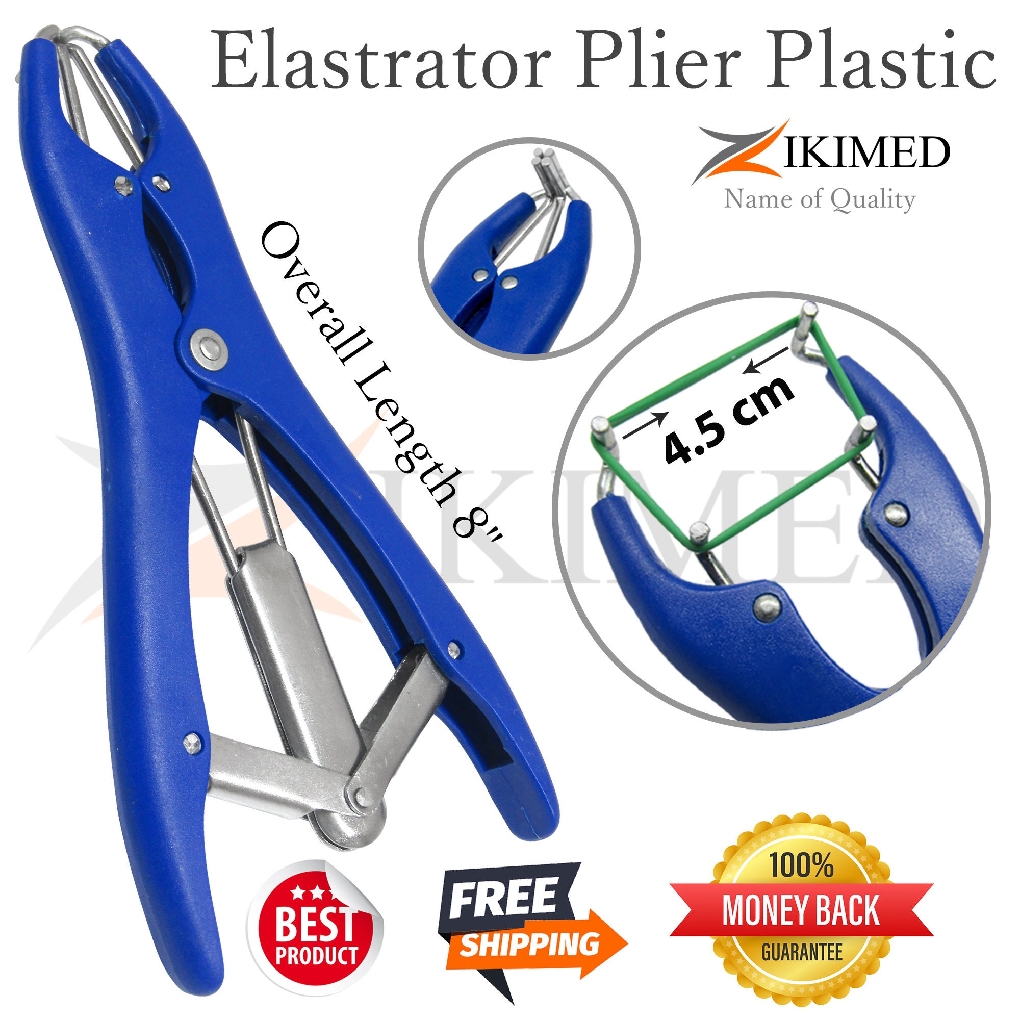 Elastrator Castration or Tail Docker Pliers Blue Plastic Handle 8