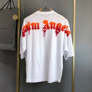 Palm Angels oversize, algodón, camiseta para hombre, ajuste holgado, cómodo, casual, streetwear, camiseta de moda, camiseta blanca fresca de verano