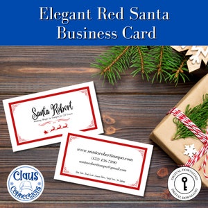 Cartão de visita elegante vermelho do Papai Noel frente e verso