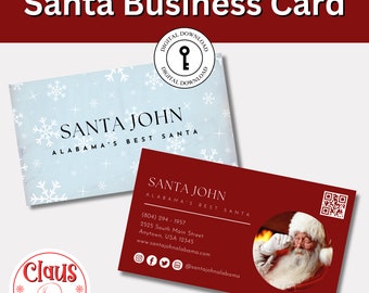 Santa Business Card Canva Template Two-Sided