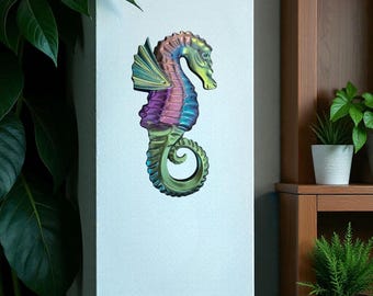 Caballito de mar de resina colorida / Pequeño adorno de pared con temática marina / Regalo ideal para amantes de los peces / Ideas de regalo únicas y asequibles / Para amantes de los animales de resina