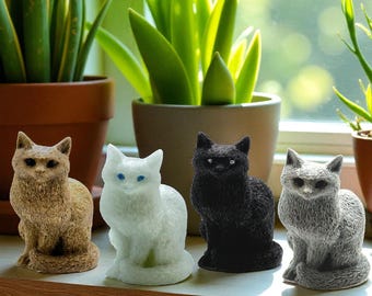 Figura de gato de resina pequeña: estatua coleccionable de animal, decoración de escritorio