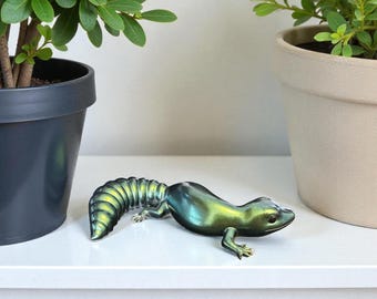 Gecko de resina verde / Decoración de jardín con reptiles que cambian de color