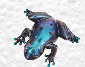 Blue Frog Made from Resin | Garden adornment | Gift for a frog lover |