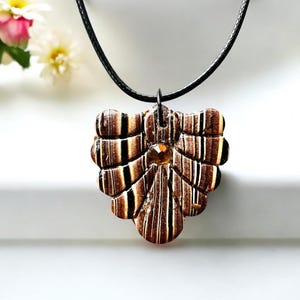 Bohemian style polymer clay pendant necklace | Metal tones with gold gemstone | Unique and affordable gift for her
