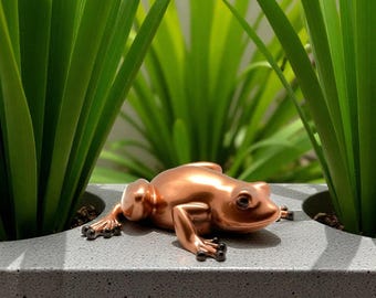 Rana de resina de cobre / Decoración de jardín brillante