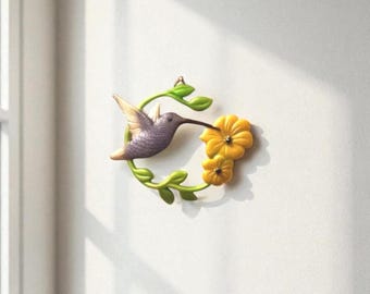 Decoración de pared de colibrí de resina epoxi / Adorno de pared de pájaro