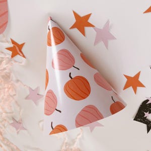 Printable Halloween pumpkin party hat, Girly Halloween Party Hat, Birthday Party Hat, Printable Hat for Kids Party, Autumn party hat