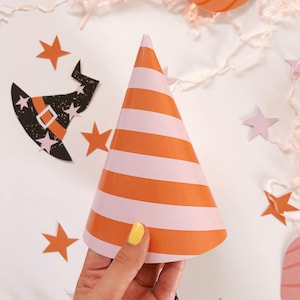Printable Halloween lines party hat, Girly Halloween Party Hat, Birthday Party Hat, Printable Hat for Kids Party, Lines party hat